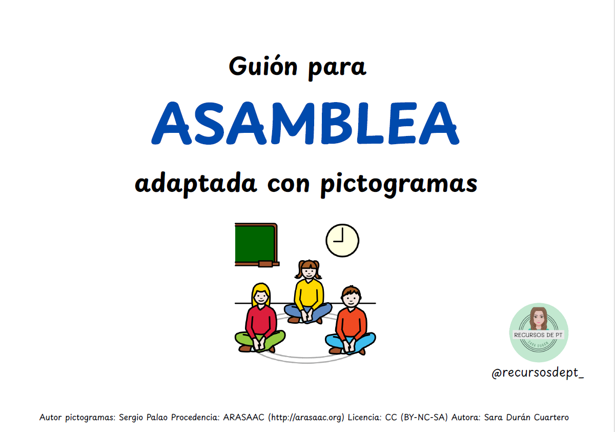 Guion de asamblea adaptado con pictogramas